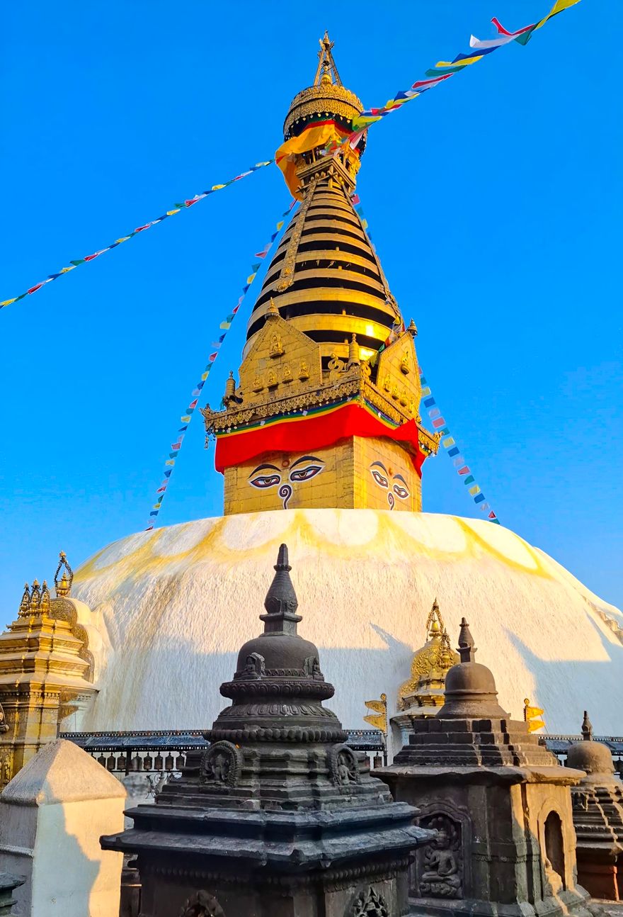 Swayambhunath stupa and prayer flags
