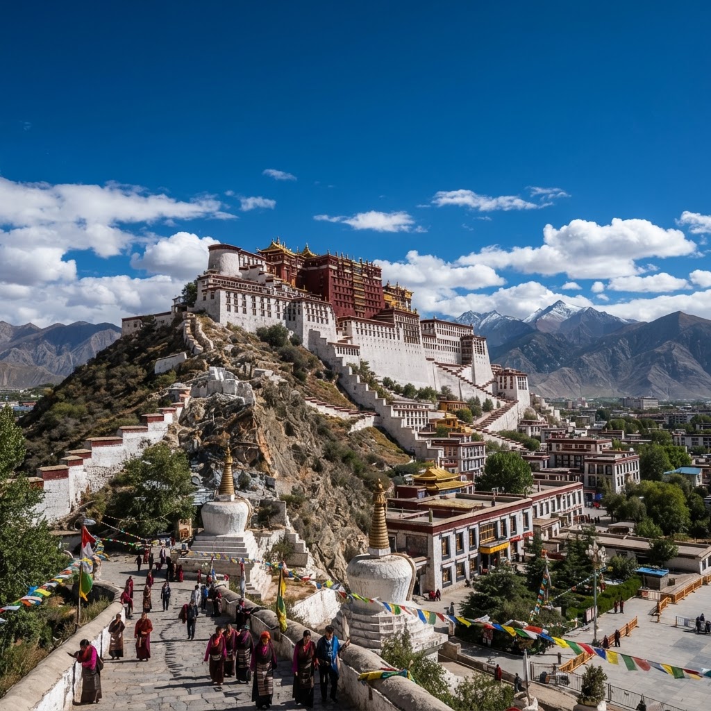 The Potala Palace above Lhasa, Tibet