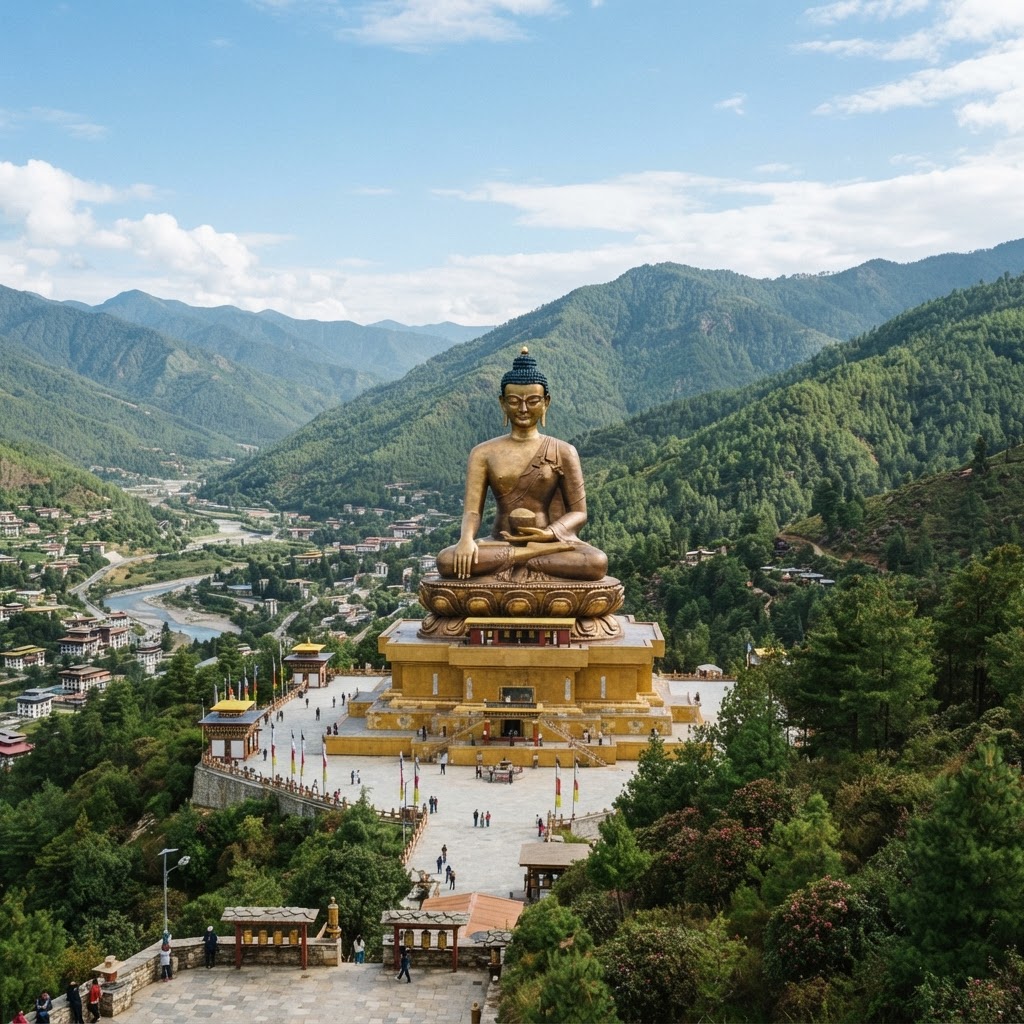 The Buddha Dordenma statue above Thimphu’s valley